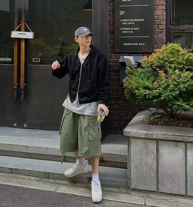 Boxy短款連帽拉鏈外套 (四色)